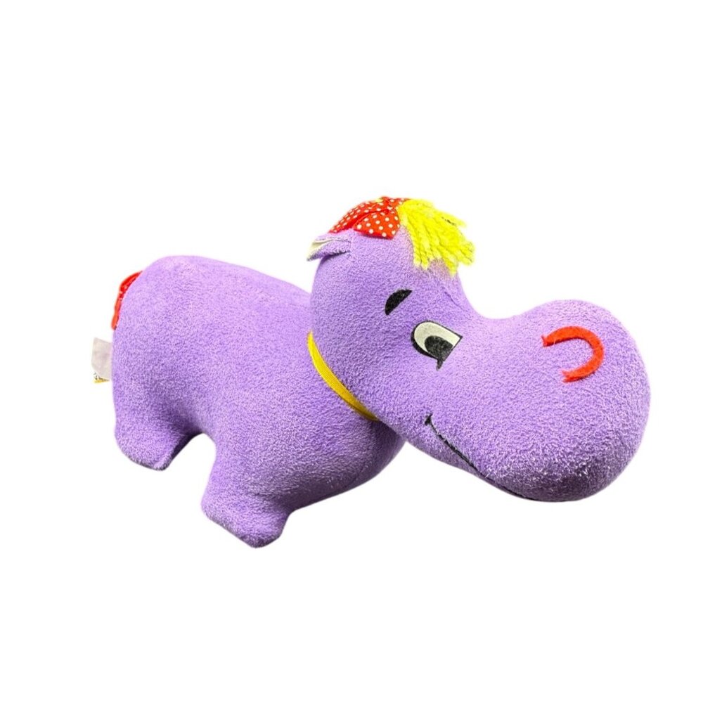 Dakin Dream Pets‎ Vintage Henrien Hippo Purple Red Bows Small Stuffed Animal